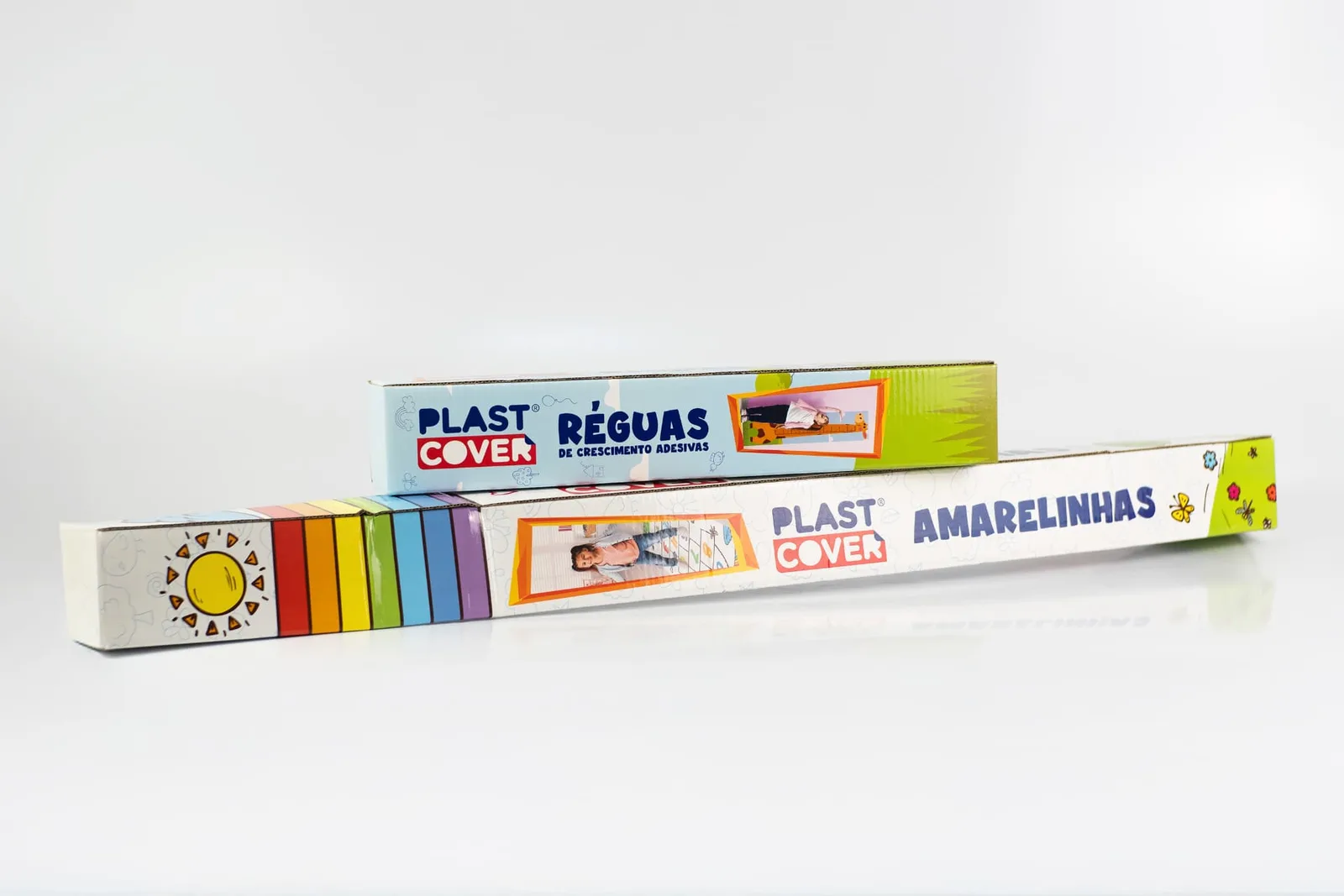 Caixas alongadas Plast Cover para réguas e amarelinhas adesivas